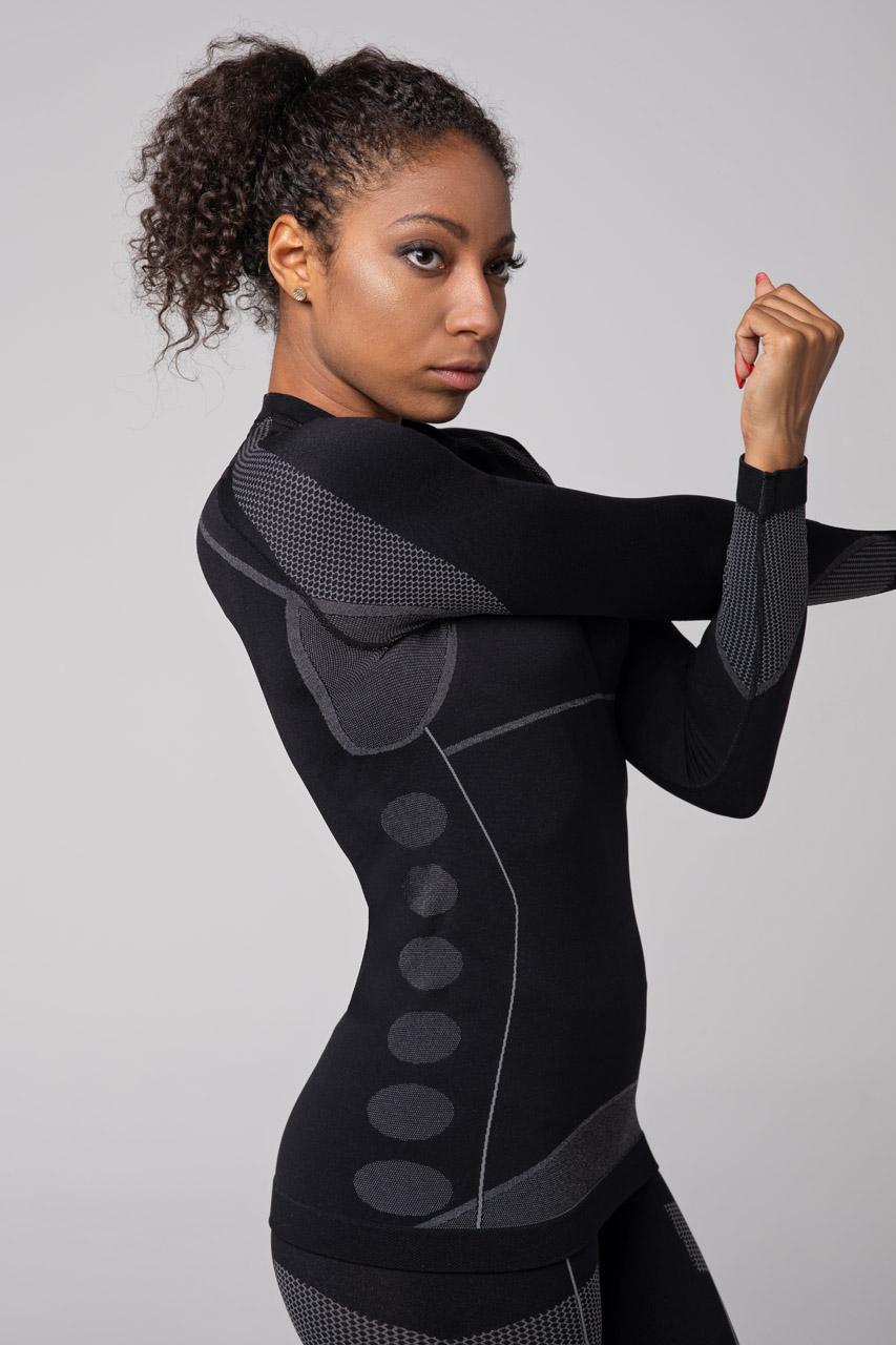 Spaio SPAIO MAGLIETTA TERMOATTIVA CON MANICHE LUNGHE THERMO-EVO DONNA NERO/GRIGIO
