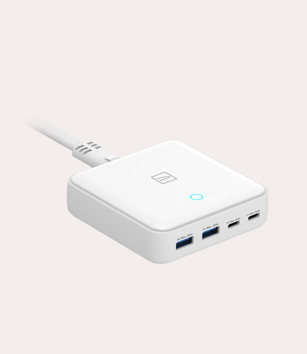 Tucano Cricabatteria 4 porte da scrivania da 65W USB-A/USB-C GaN con cavo da 1 5 mt e presa EU Sconto