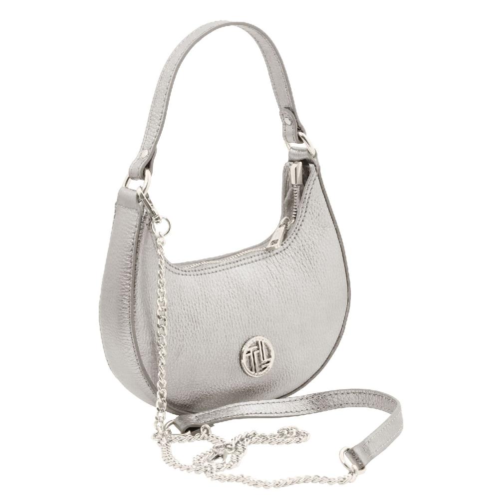 Tuscany Leather Metallic Leather Handbag With Chain Strap Spedizione Gratuita