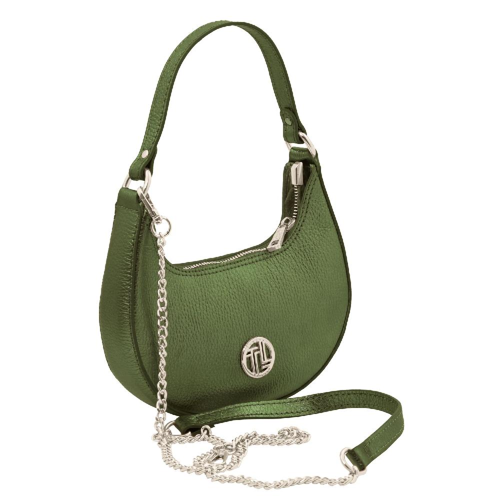 Tuscany Leather Metallic Leather Handbag With Chain Strap Qualità Garantita