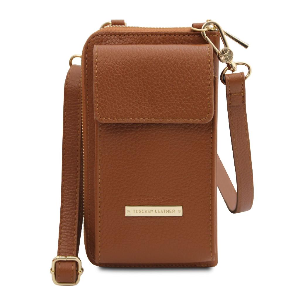 Tuscany Leather Portafoglio/portacellulare in Pelle con Tracolla Italy