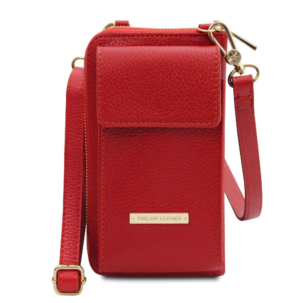 Tuscany Leather Portafoglio/portacellulare in Pelle con Tracolla Italia
