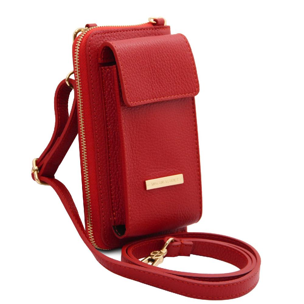 Tuscany Leather Portafoglio/portacellulare in Pelle con Tracolla Italia