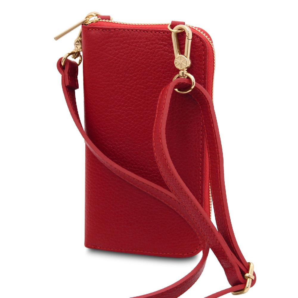 Tuscany Leather Portafoglio/portacellulare in Pelle con Tracolla Italia