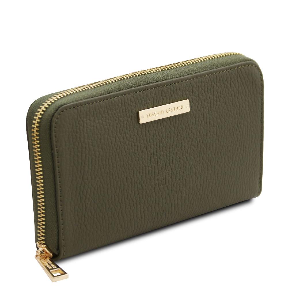 Tuscany Leather Esclusivo Portafogli in Pelle zip Around In Linea