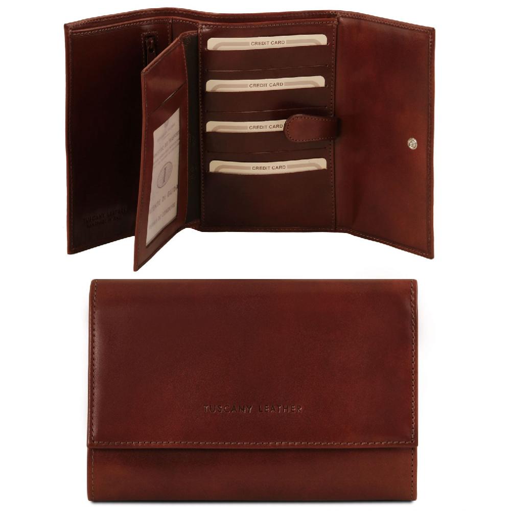 Tuscany Leather Esclusivo Portafogli da Donna in Pelle 4 Ante Prezzo Ridotto