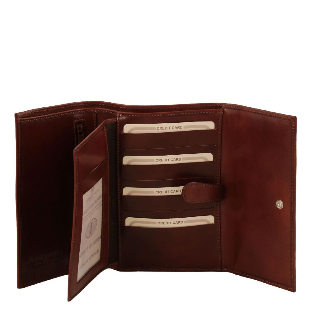 Tuscany Leather Esclusivo Portafogli da Donna in Pelle 4 Ante Prezzo Ridotto