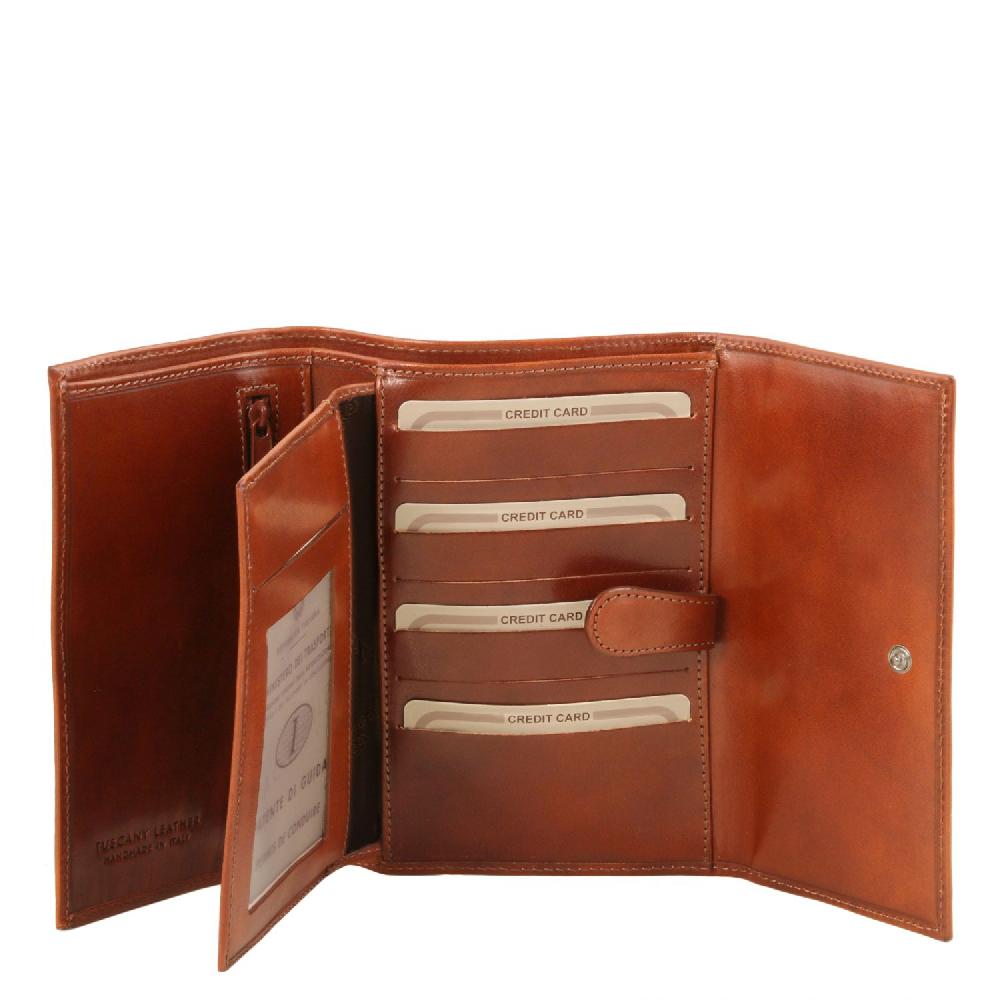 Tuscany Leather Esclusivo Portafogli da Donna in Pelle 4 Ante Sottocosto
