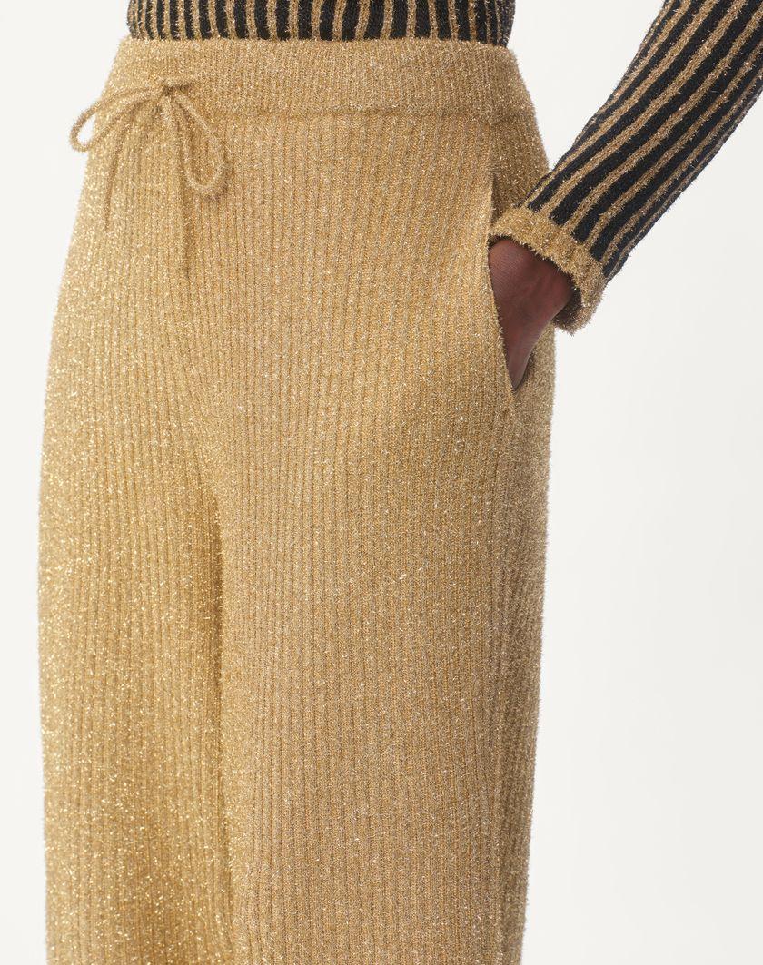 Valentino Handbags Pantaloni Di Maglia In Lurex per Donna in Oro | Valentino IT Promozione Limitata