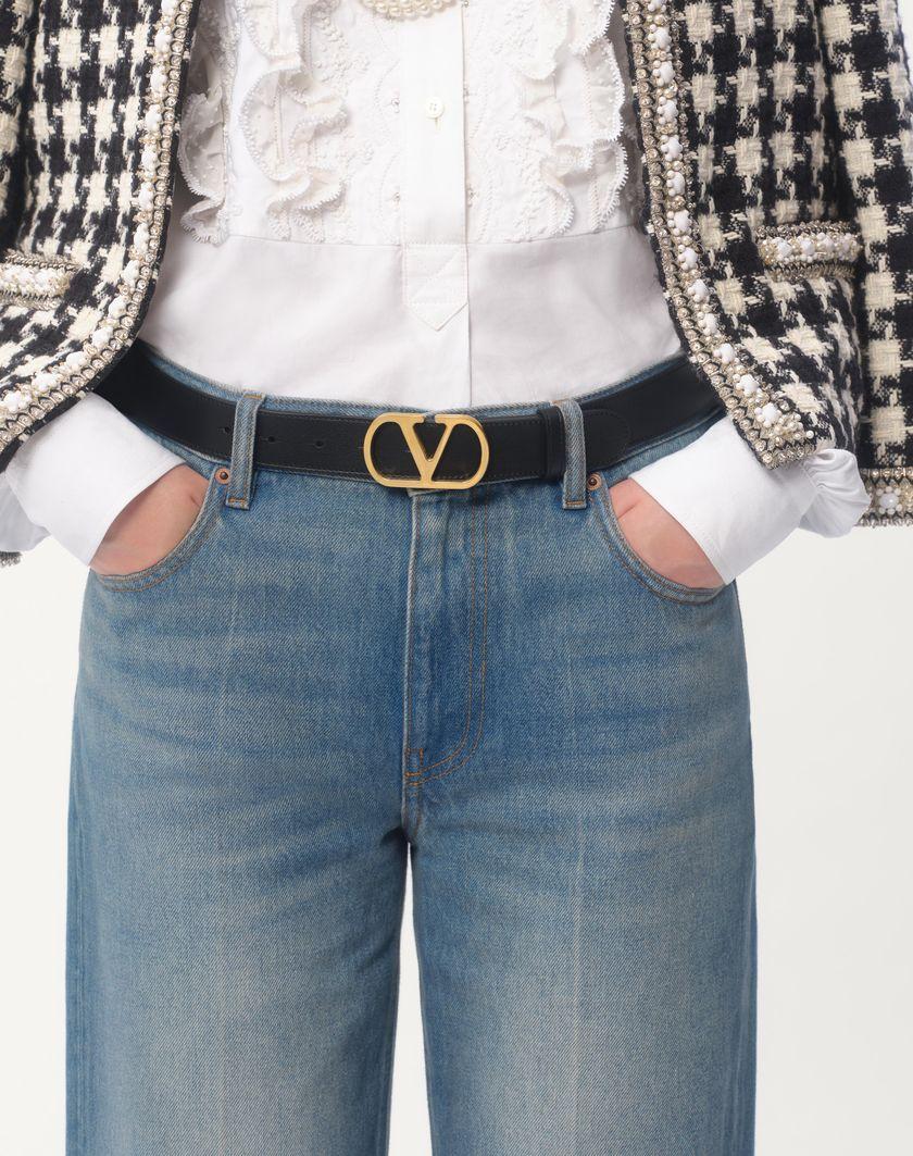 Valentino Handbags Cintura Vlogo Signature In Vitello Lucido 30 Mm per Donna in Nero | Valentino IT Fino al 50% di sconto