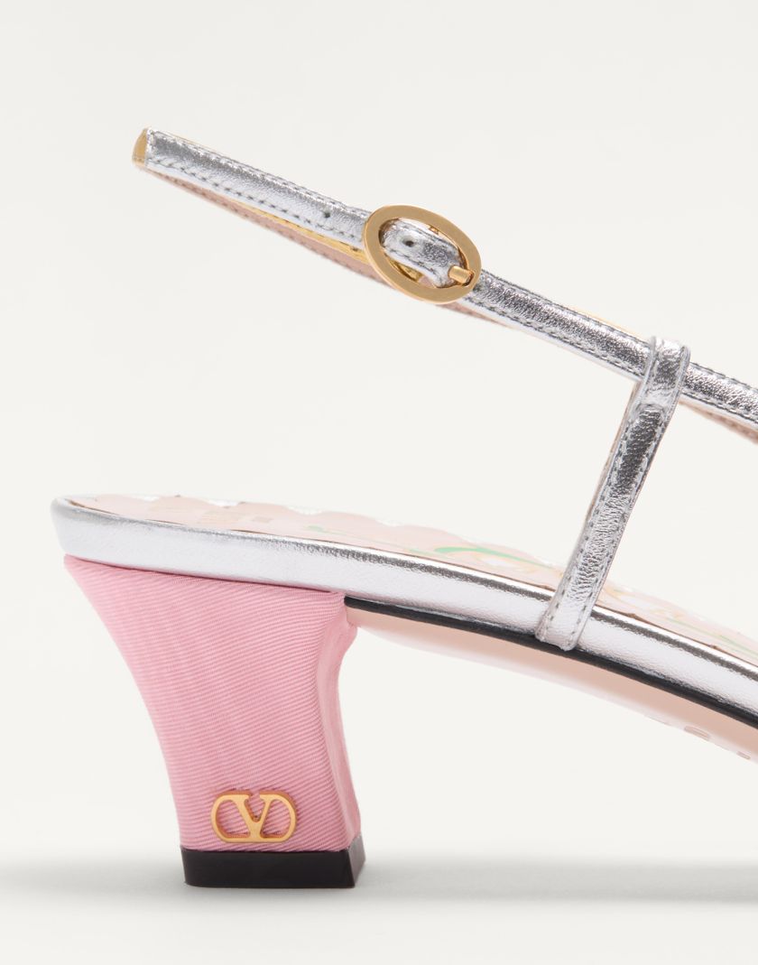 Valentino Handbags Décolleté Slingback Bowow In Tessuto Moirè 45mm per Donna in Nero/silver | Valentino IT Sconto