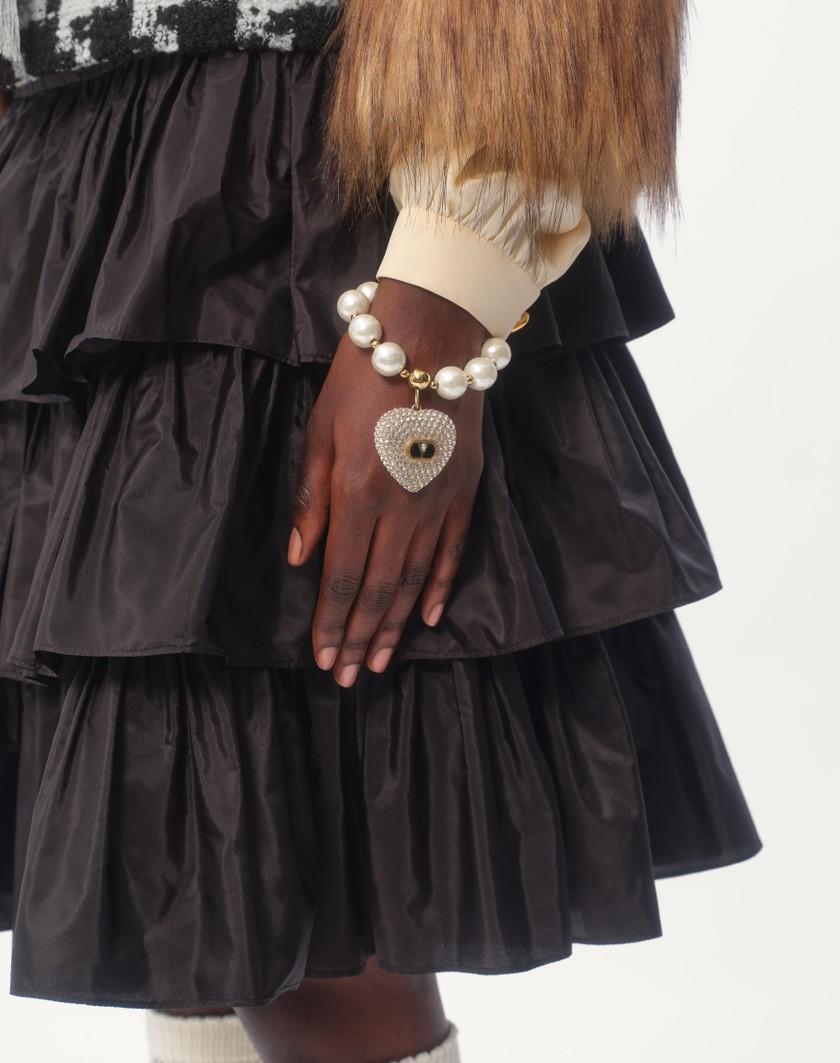 Valentino Handbags Bracciale Coeur Royal In Metallo Smalto Perla E Cristalli Swarovski® per Donna in Multicolor | Valentino IT Online