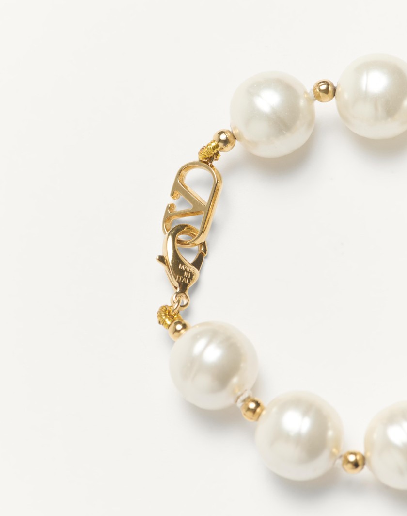 Valentino Handbags Bracciale Coeur Royal In Metallo Smalto Perla E Cristalli Swarovski® per Donna in Multicolor | Valentino IT Online