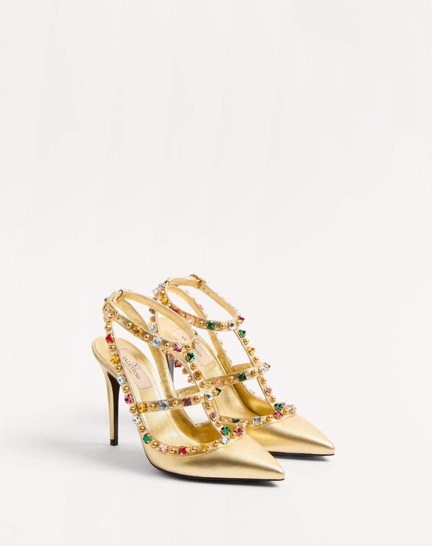 Valentino Handbags Décolleté Rockstud In Nappa Laminata Con Cabochon E Cristalli 100mm per Donna in Multicolor | Valentino IT Outlet
