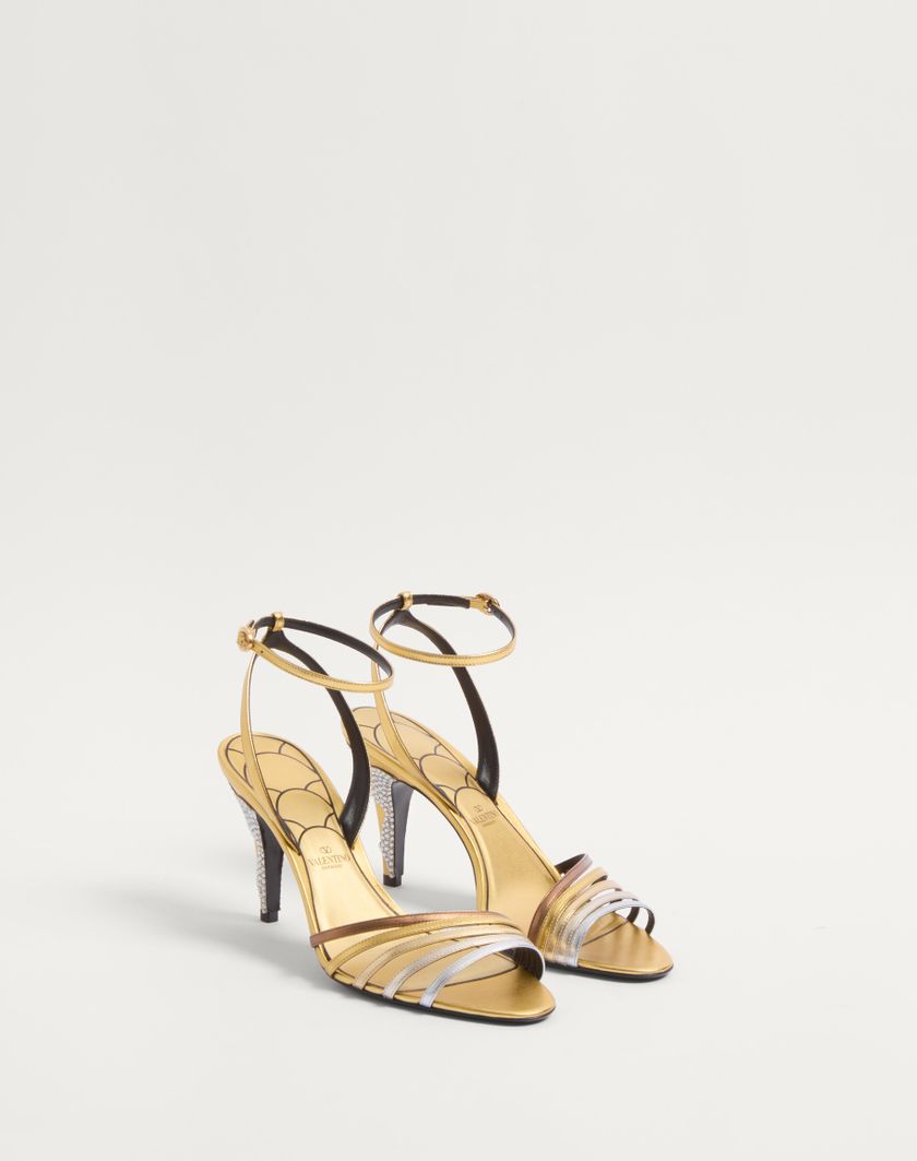 Valentino Handbags Sandalo Ladycrush In Nappa Laminata Con Cristalli 85mm per Donna in Multicolor | Valentino IT Offerte