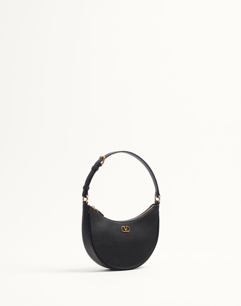 Valentino Handbags Mini Borsa Hobo Vlogo Signature In Vitello Granato per Donna in Nero | Valentino IT Saldi Di Fabbrica