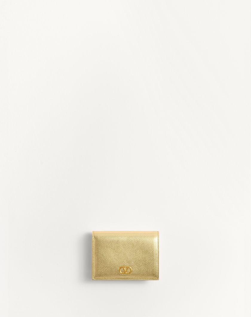 Valentino Handbags Portafoglio Vlogo Signature In Vitello Granato Laminato per Donna in Antique Brass | Valentino IT