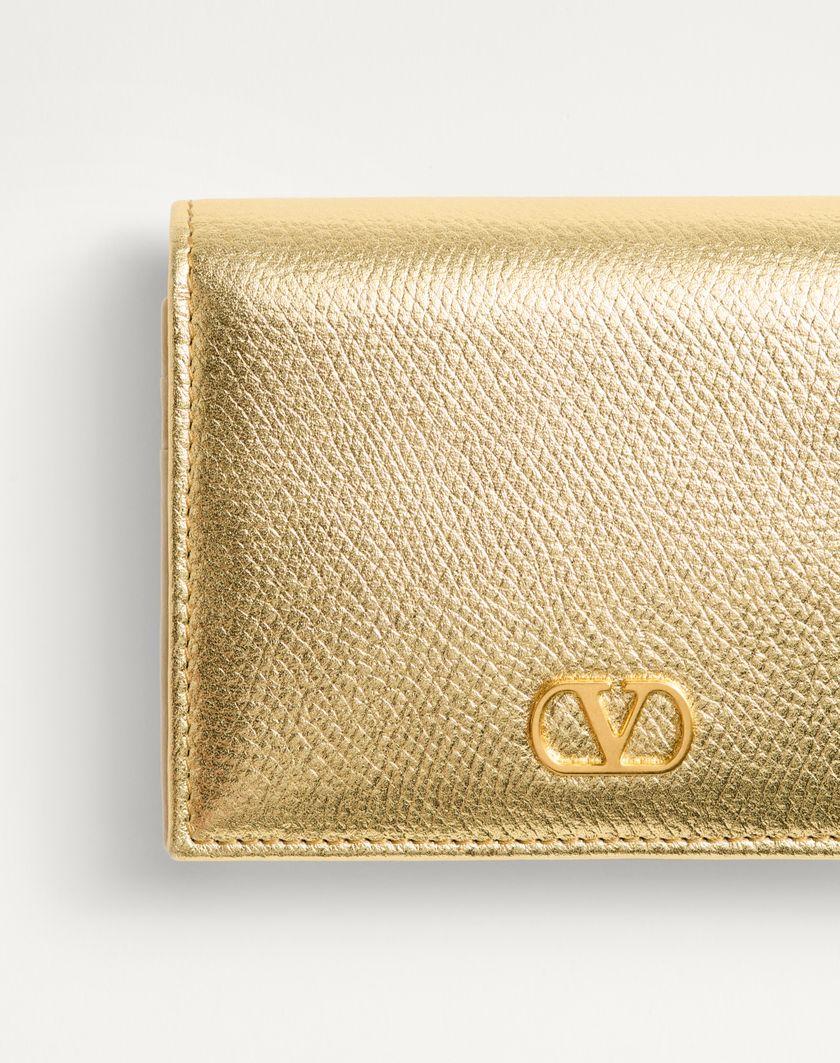 Valentino Handbags Portafoglio Vlogo Signature In Vitello Granato Laminato per Donna in Antique Brass | Valentino IT Spedizione Gratuita