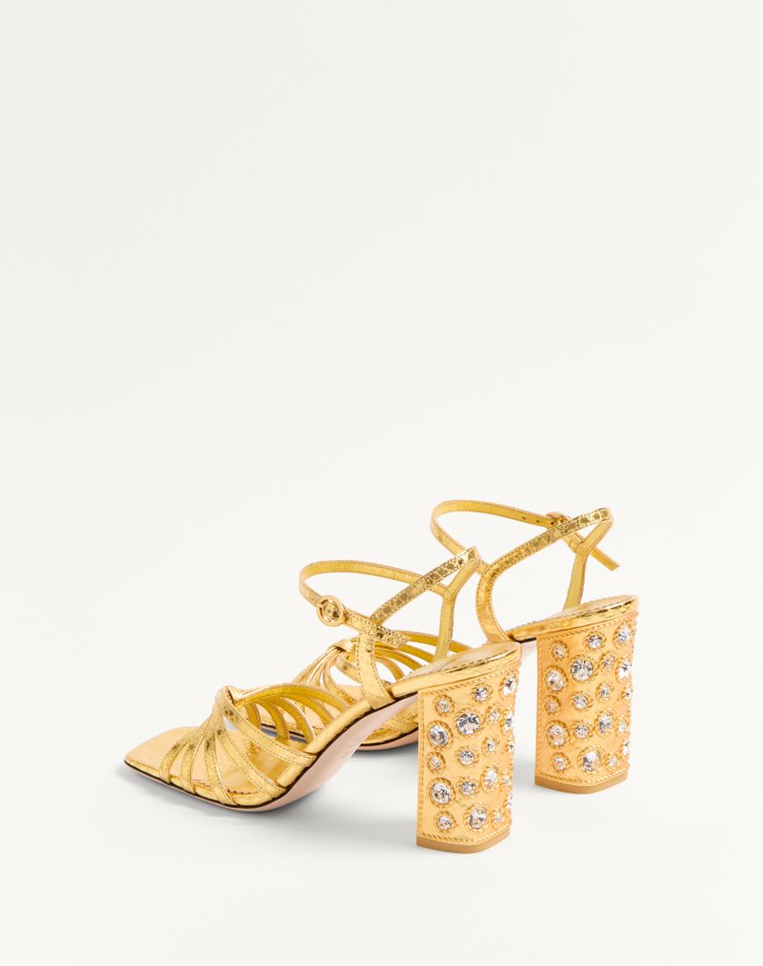Valentino Handbags Sandalo Preshoes In Ayers Laminato Con Cristalli 90mm per Donna in Oro/crystal | Valentino IT Soddisfazione Garantita