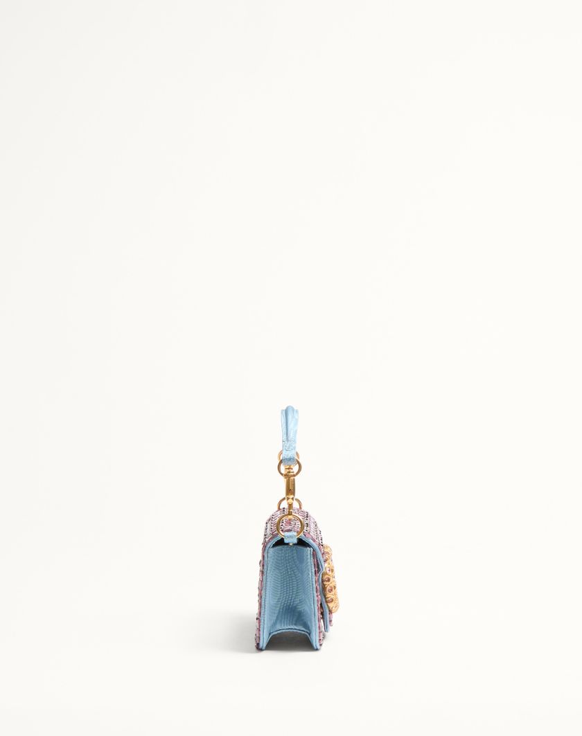 Valentino Handbags Borsa Piccola A Spalla Valentino Garavani Locò Ricamata Con Logo Gioiello per Donna in Ametista/cloudy Blue | Valentino IT Qualità Garantita