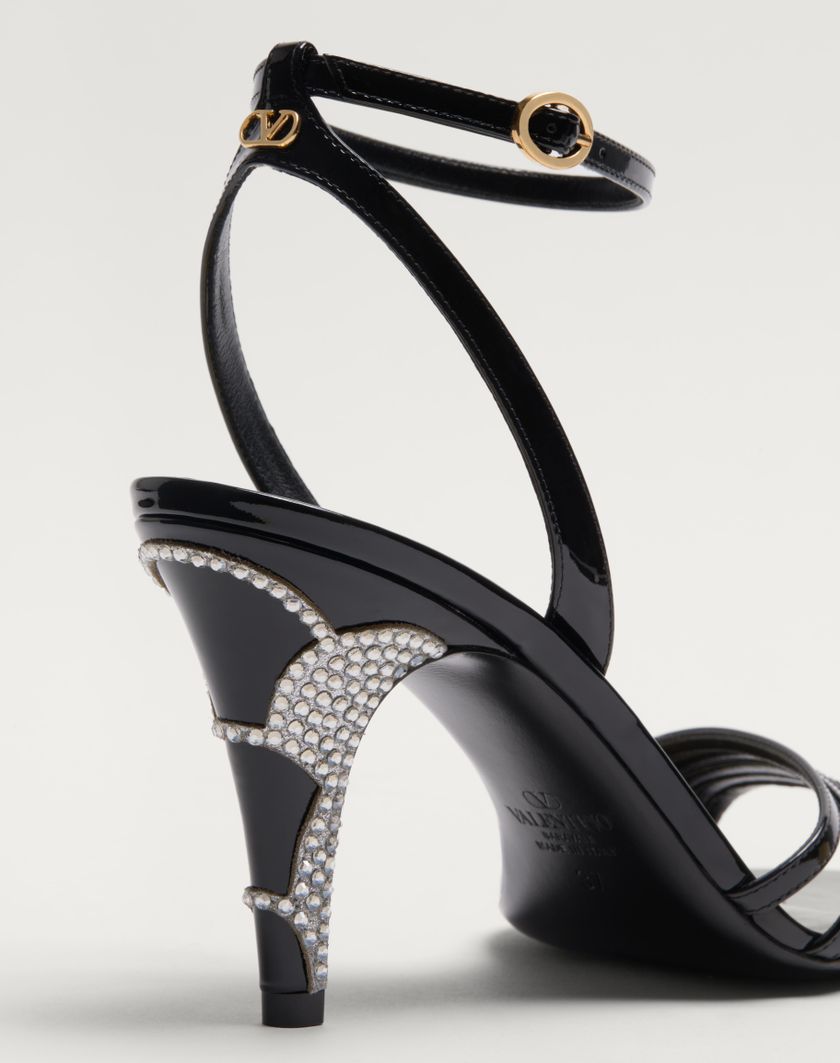 Valentino Handbags Sandalo Ladycrush In Vernice Con Cristalli 85mm per Donna in Nero/silver | Valentino IT Negozi Online