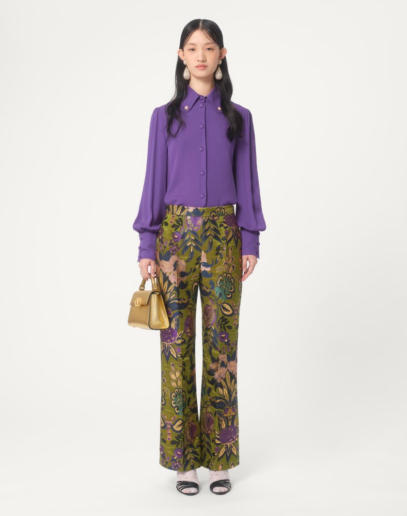 Valentino Handbags Camicia In Georgette per Donna in Violet | Valentino IT Consegna Veloce