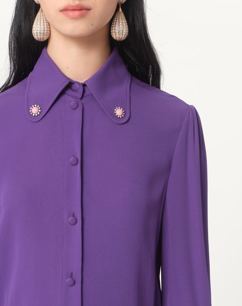 Valentino Handbags Camicia In Georgette per Donna in Violet | Valentino IT Consegna Veloce