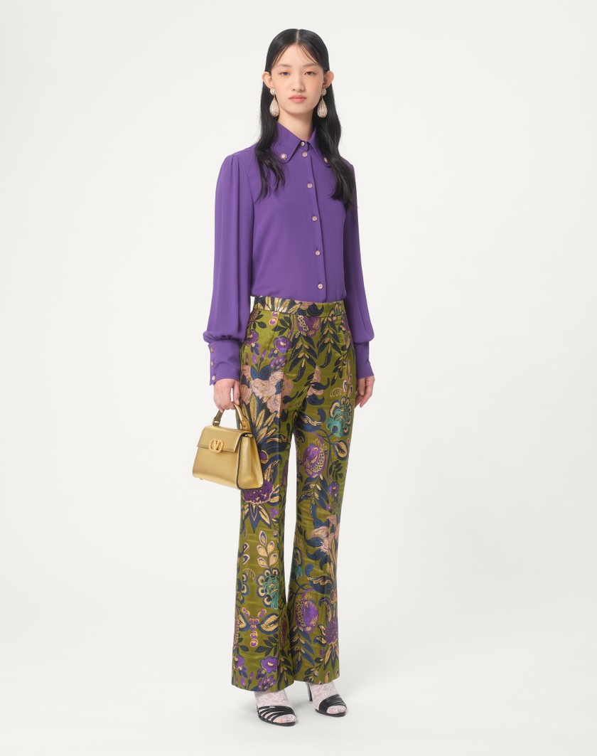 Valentino Handbags Pantaloni In Apres L'hiver Jacquard Floreale Lurex per Donna in Multicolor | Valentino IT