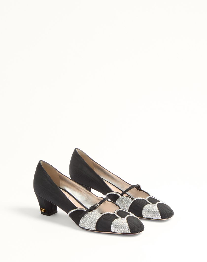 Valentino Handbags Décolleté Bowow In Tessuto Moirè Con Cristalli 45mm per Donna in Nero/silver | Valentino IT Convenienza