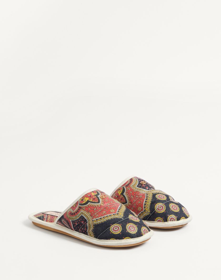 Valentino Handbags Slide Ta Chambre In Tessuto Denim Voyage Imaginaire per Uomo in Multicolor/avorio | Valentino IT Offerta