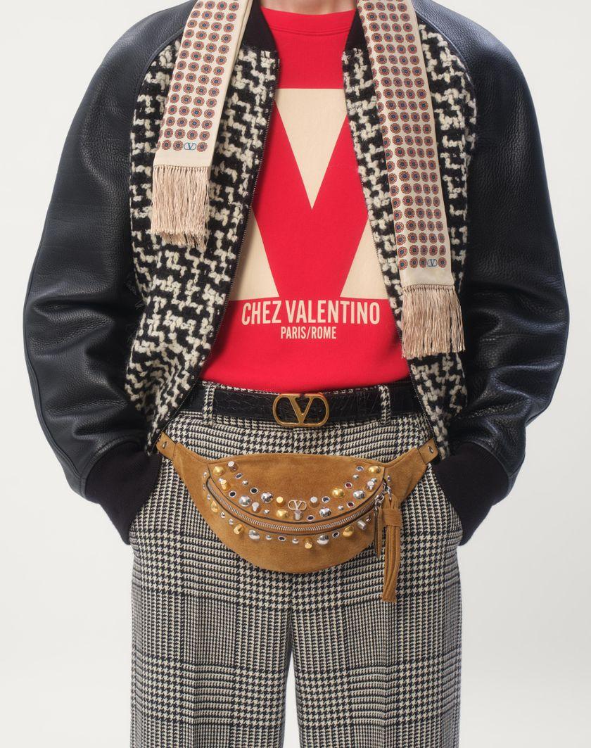 Valentino Handbags Bomber In Tweed Di Lana Con Patch Chez Valentino per Uomo in Avorio/nero | Valentino IT Economico