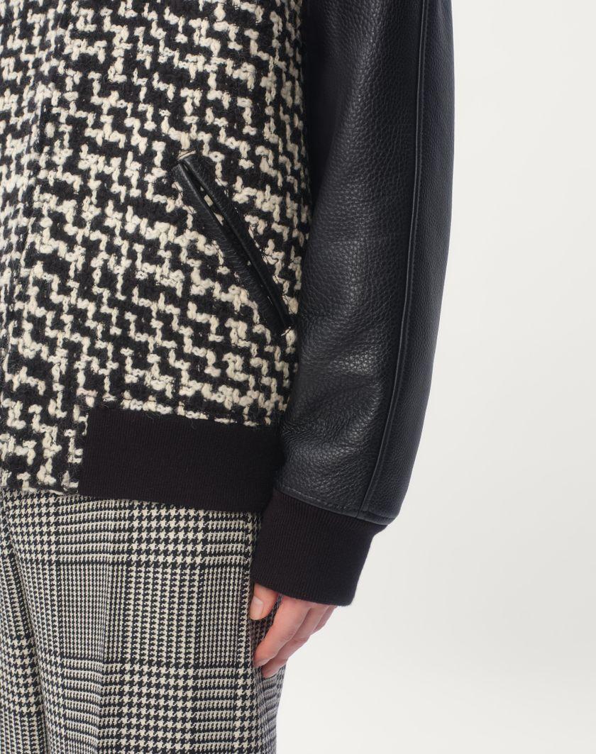 Valentino Handbags Bomber In Tweed Di Lana Con Patch Chez Valentino per Uomo in Avorio/nero | Valentino IT Economico