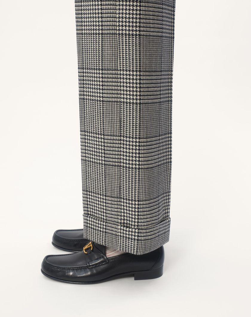 Valentino Handbags Pantalone In Lana Con Risvolto Con Motivo Check Su Pied De Poule per Uomo in Avorio/nero | Valentino IT Hotsell