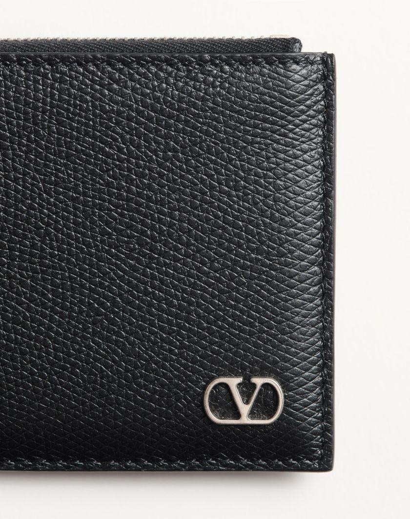 Valentino Handbags Portacarte Vlogo Signature In Vitello Granato per Uomo in Nero | Valentino IT Offerte