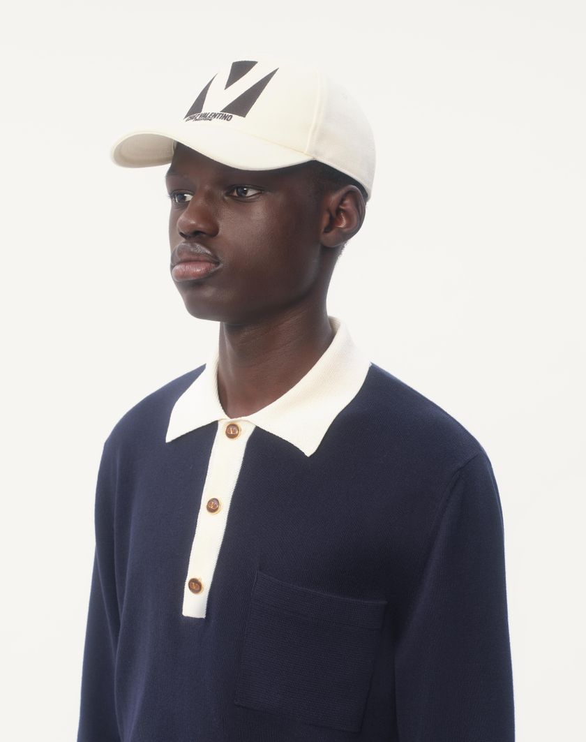 Valentino Handbags Baseball Cap Chez Valentino In Cotone Con Ricamo per Uomo in Avorio/nero | Valentino IT Negozio