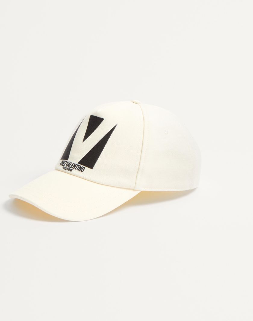 Valentino Handbags Baseball Cap Chez Valentino In Cotone Con Ricamo per Uomo in Avorio/nero | Valentino IT Negozio