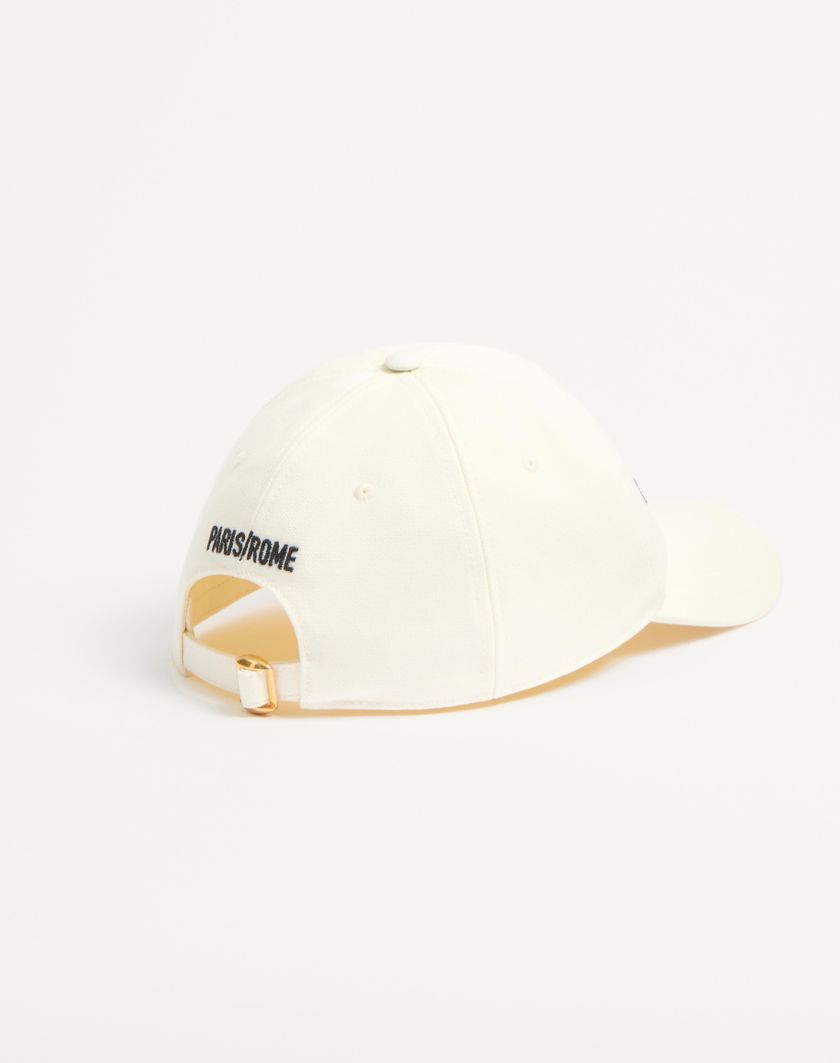 Valentino Handbags Baseball Cap Chez Valentino In Cotone Con Ricamo per Uomo in Avorio/nero | Valentino IT In Linea