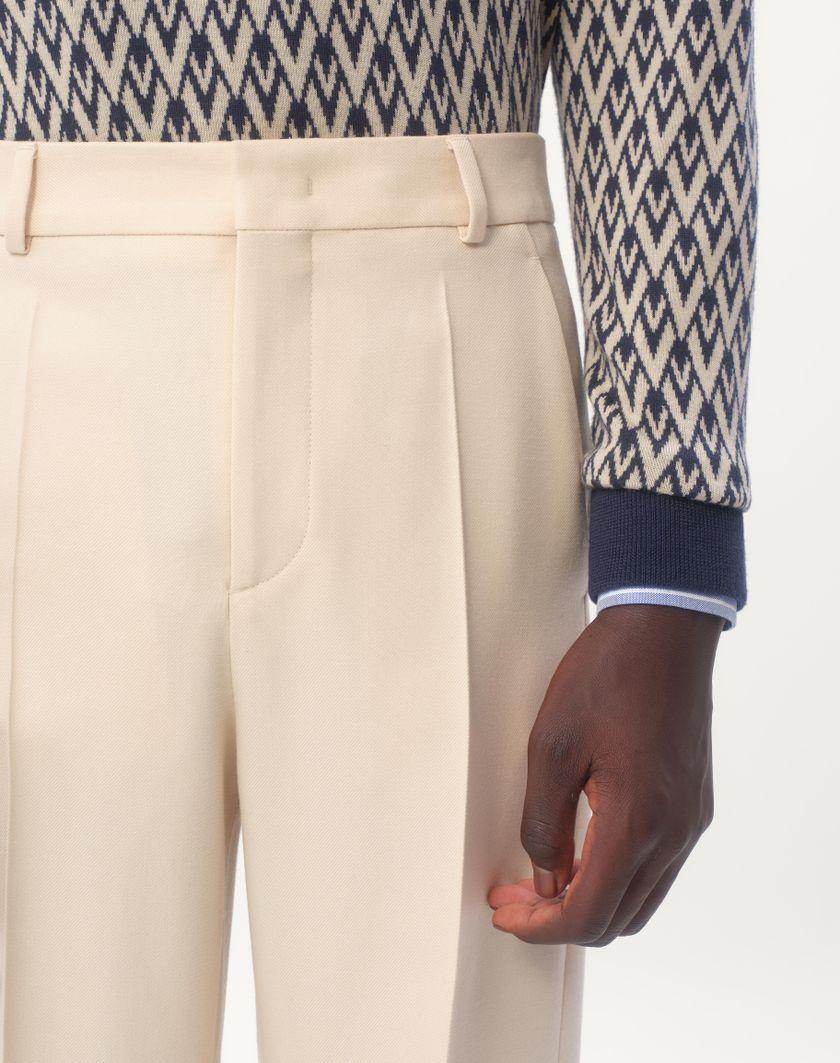 Valentino Handbags Pantalone In Gabardina Di Lana Con Risvolto per Uomo in Burro | Valentino IT Promozione