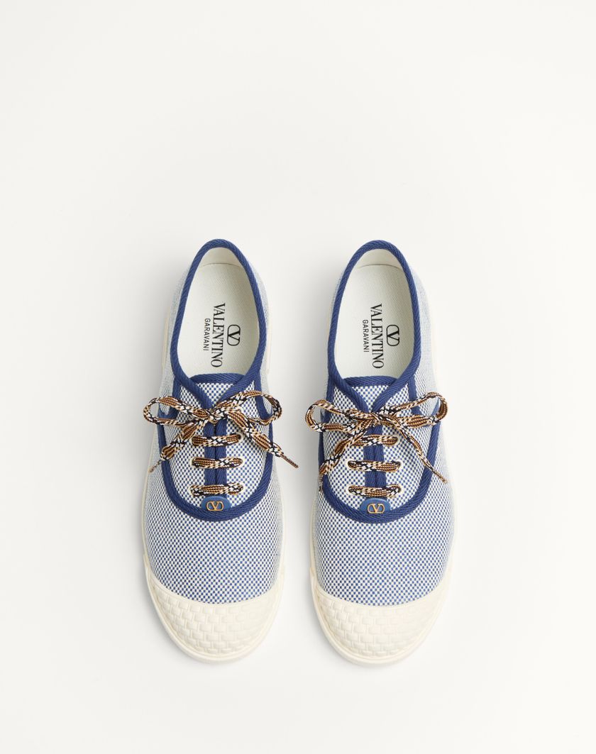 Valentino Handbags Sneaker Bay By Bay In Tessuto per Uomo in Tabacco | Valentino IT Consegna Veloce