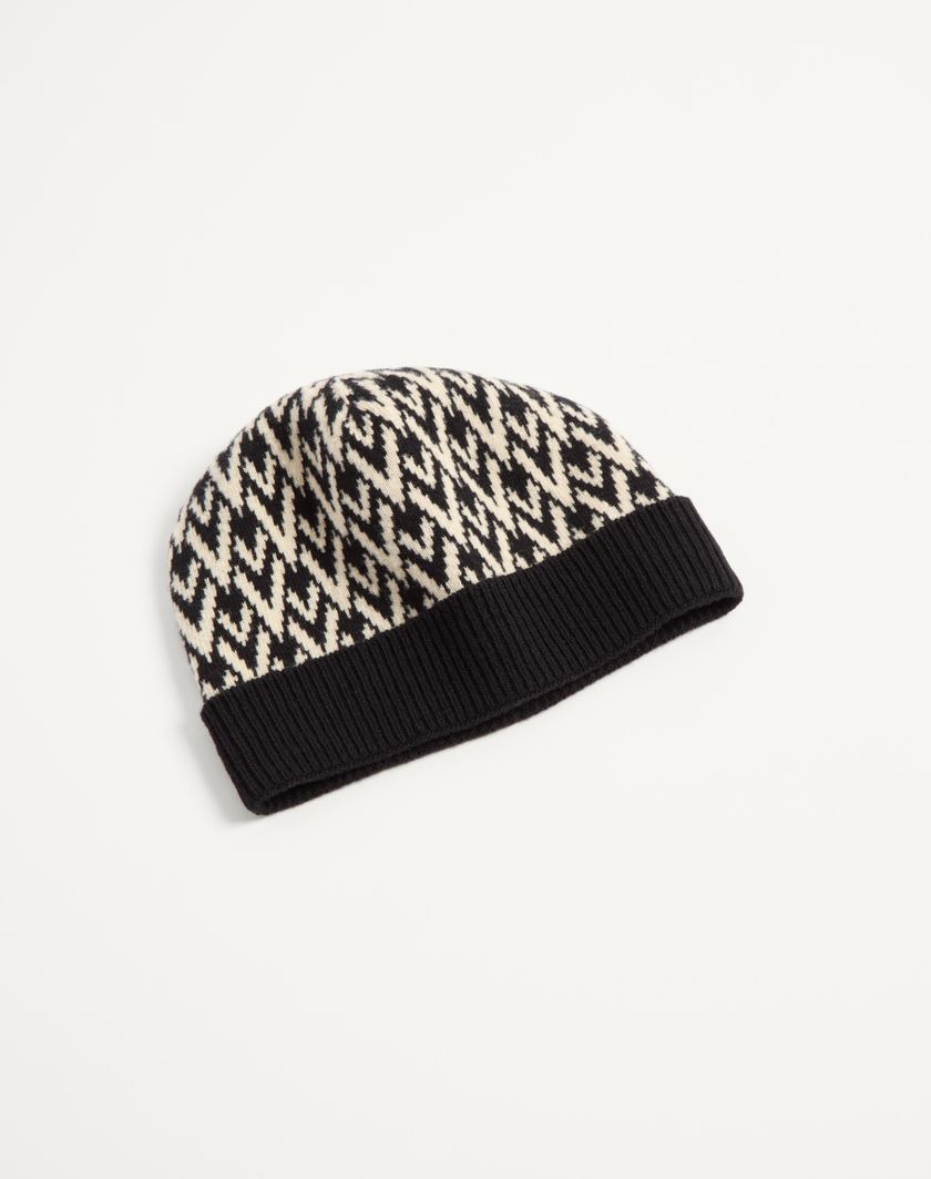 Valentino Handbags Beanie Knitted Toute La V Signature In Lana per Uomo in Navy/crema | Valentino IT Prezzo Ridotto