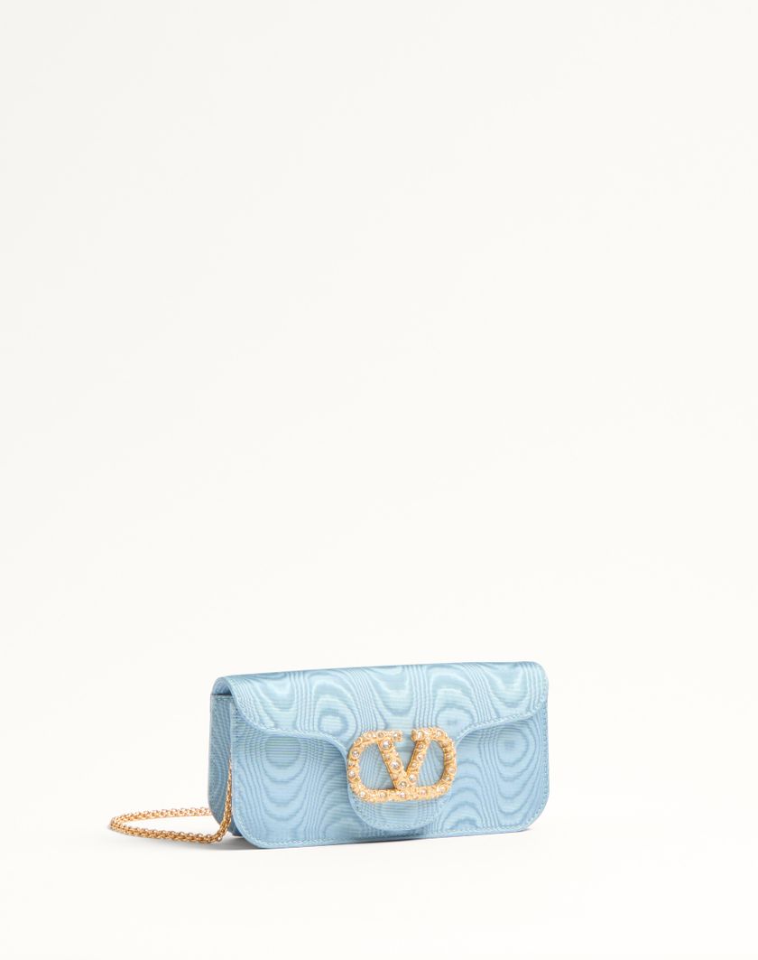 Valentino Handbags Clutch Valentino Garavani Locò In Tessuto Moiré Con Logo Gioiello per Donna in Rosa | Valentino IT Sconto