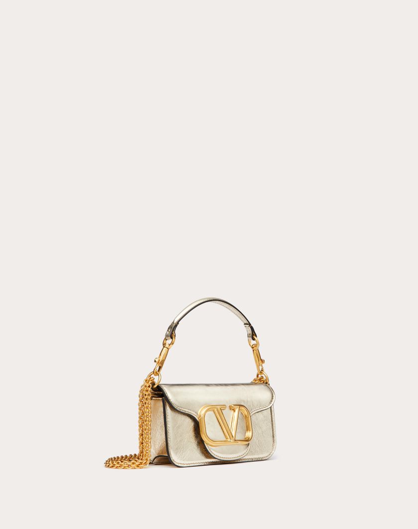 Valentino Handbags Borsa Piccola A Spalla Valentino Garavani Locò In Vitello Metallizzato per Donna in Platino | Valentino IT Economico