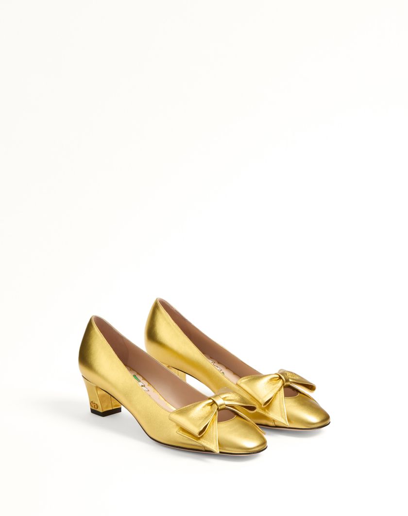 Valentino Handbags Décolleté Bowow In Nappa Laminata 45mm per Donna in Silver | Valentino IT Vendita Economica
