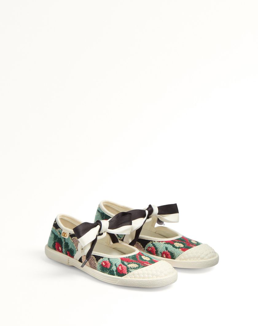 Valentino Handbags Sneaker Ballerina Bay By Bay In Tessuto Jacquard Con Ricamo Floreale per Donna in Multicolor | Valentino IT In Saldo