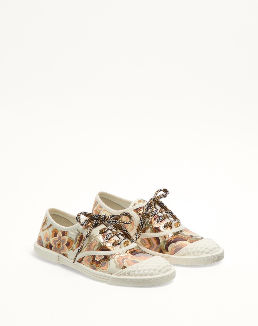 Valentino Handbags Sneaker Bay By Bay In Tessuto Jacquard Apres L'hiver per Donna in Avorio | Valentino IT Qualità Garantita