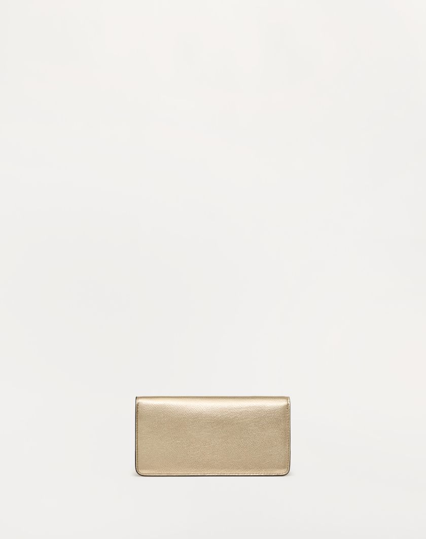 Valentino Handbags Portafoglio Con Catena Vlogo Signature In Vitello Granato Metallizzato per Donna in Platino | Valentino IT Acquista Ora