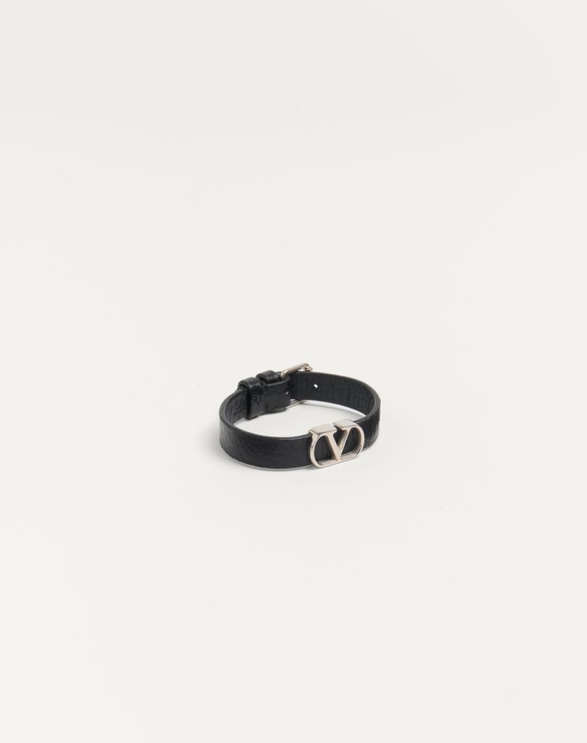 Valentino Handbags Bracciale Vlogo Signature In Vitello Granato per Uomo in Nero | Valentino IT Outlet