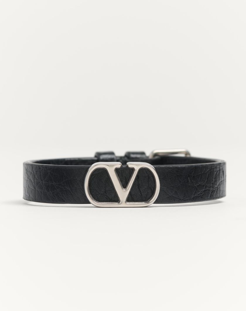 Valentino Handbags Bracciale Vlogo Signature In Vitello Granato per Uomo in Nero | Valentino IT Outlet