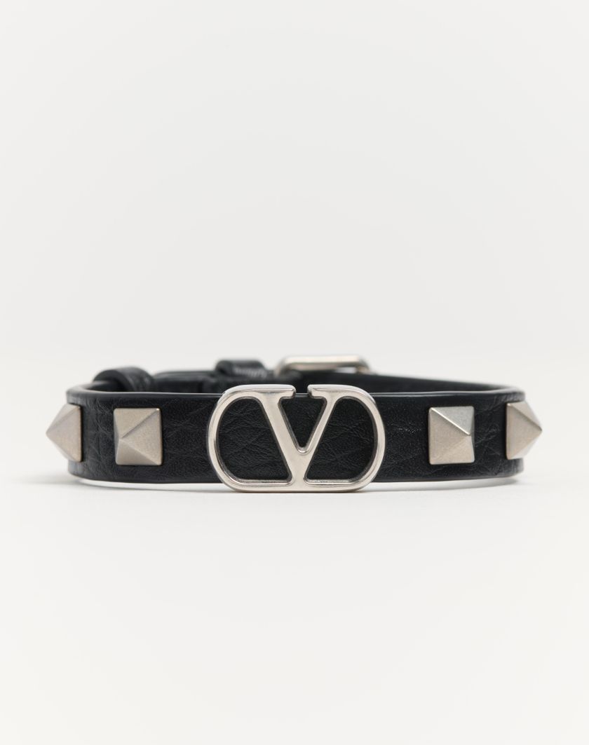Valentino Handbags Bracciale Vlogo Signature In Vitello Granato per Uomo in Nero | Valentino IT Vendite Flash