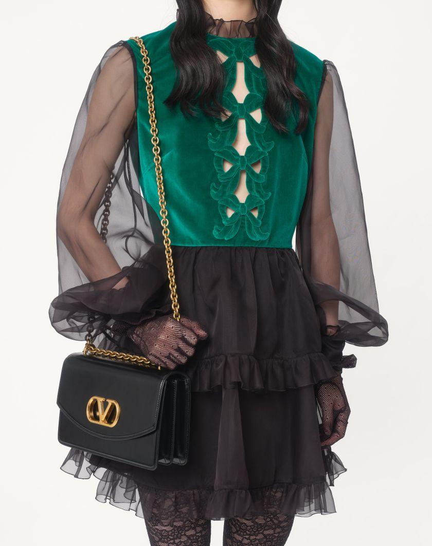 Valentino Handbags Abito Corto In Organza Ricamato per Donna in Nero/verde | Valentino IT 2025